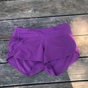 purple lululemon speed up shorts 4